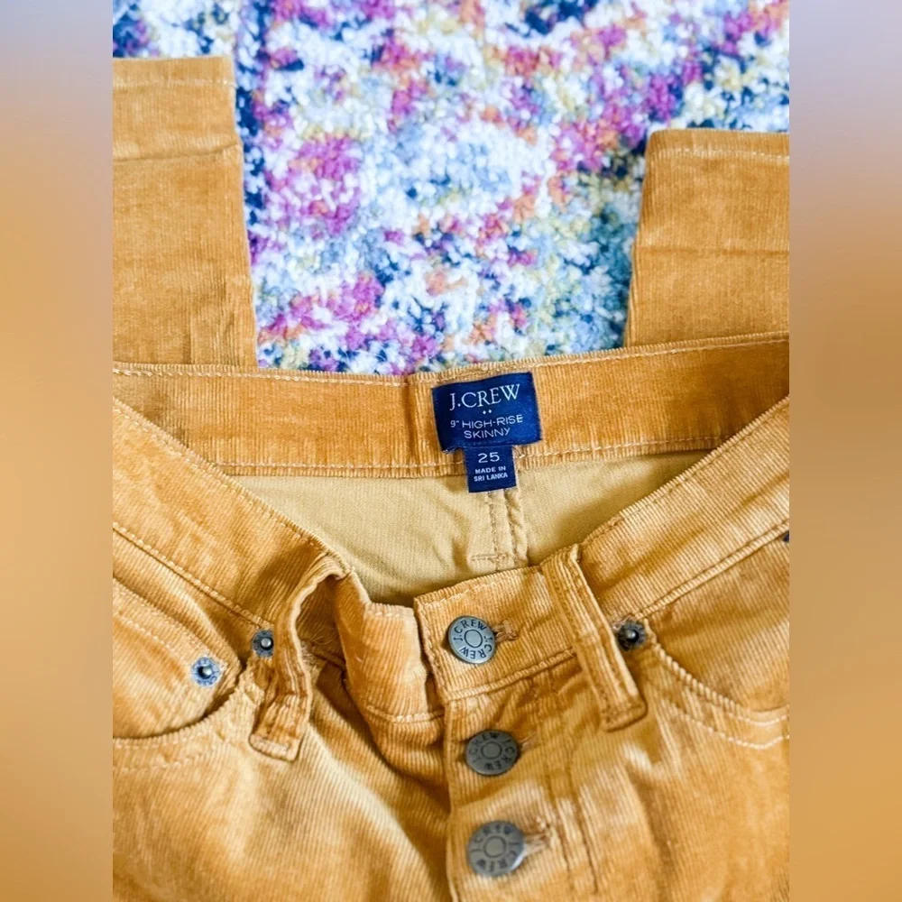 J Crew High Rise Button Fly Skinny Corduroy Pants